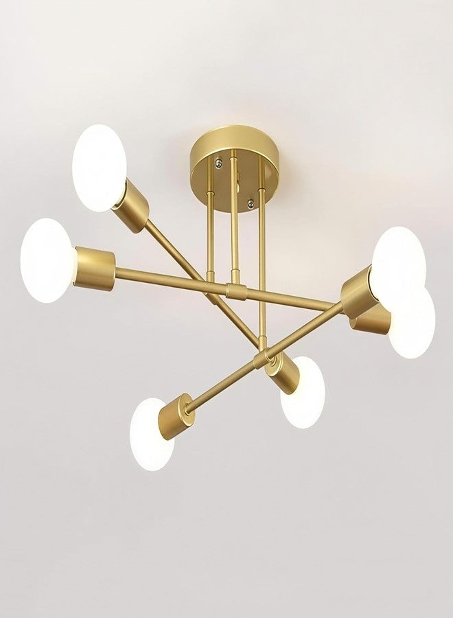 Murphy 6-Light Modern Gold Chandelier Ceiling Light | E27 Bulb Compatible Metal Fixture for Living Room, Bedroom & Dining Area (Bulb Not Included) | Pack of 1 - Image 1