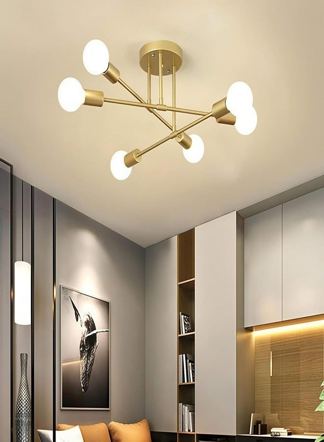 Murphy 6-Light Modern Gold Chandelier Ceiling Light | E27 Bulb Compatible Metal Fixture for Living Room, Bedroom & Dining Area (Bulb Not Included) | Pack of 1 - Image 5