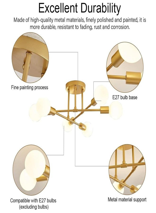 Murphy 6-Light Modern Gold Chandelier Ceiling Light | E27 Bulb Compatible Metal Fixture for Living Room, Bedroom & Dining Area (Bulb Not Included) | Pack of 1 - Image 3