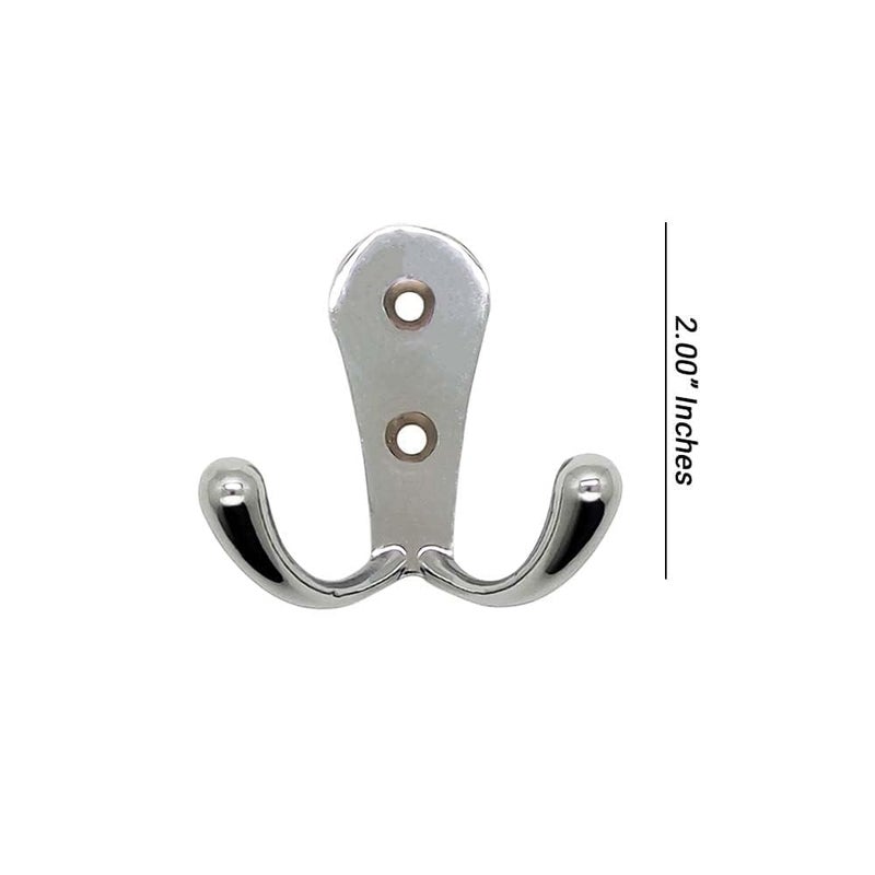 HYDERON Stainless Steel Finish Two-Pin Clothes Hanger Hook - Premium & Stylish Wall and Door Hook Rail for Hanging Clothes, Keys, and Towels (Pack of 4) - Image 2