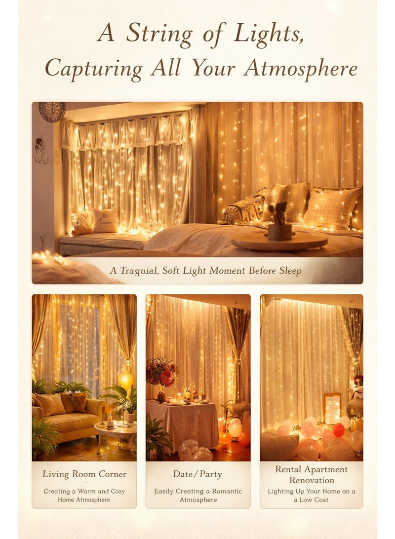 ووفيكسر ستارة إضاءة LED 3*1 (100 مصباح LED) - ديكورات رمضان، والعيد، والحفلات، والأجواء الرومانسية - Image 2