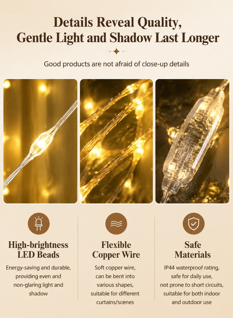 ووفيكسر ستارة إضاءة LED 3*1 (100 مصباح LED) - ديكورات رمضان، والعيد، والحفلات، والأجواء الرومانسية - Image 4