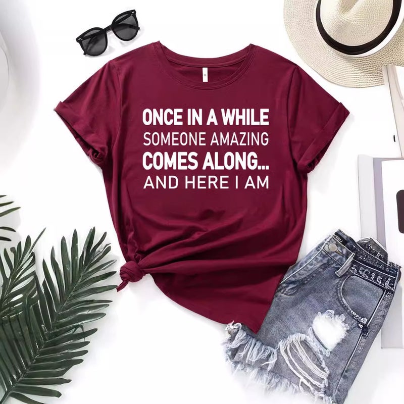 Foreign trade Independent Station Women's top Round Neck Slogan Printed Short-sleeved t-shirt - Image 5