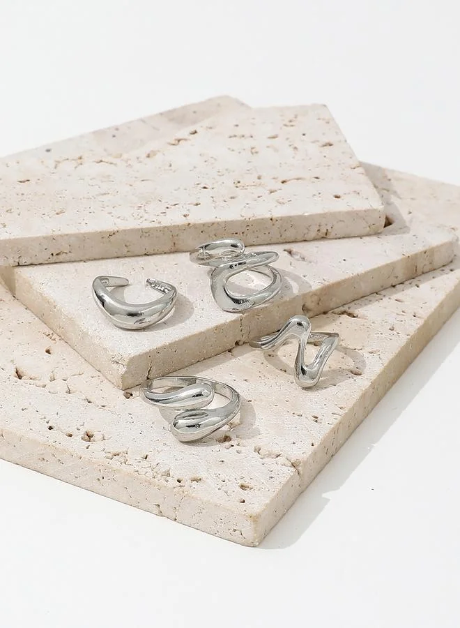 Take Two Take Two Set of 4 - Silver Tone Statement Rings