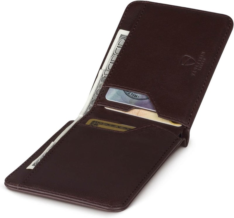 فاولتسكين محفظة فولتسكين مانهاتن النحيفة المضادة لتقنية RFID الجلدية المزدوجة الطي للرجال - حامل بطاقات أمامي بسيط، يتسع لـ 9 بطاقات ونقود، جلد إيطالي فاخر - Image 2