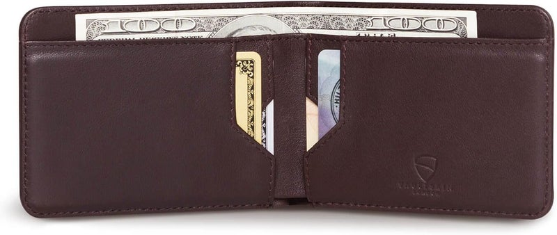 فاولتسكين محفظة فولتسكين مانهاتن النحيفة المضادة لتقنية RFID الجلدية المزدوجة الطي للرجال - حامل بطاقات أمامي بسيط، يتسع لـ 9 بطاقات ونقود، جلد إيطالي فاخر - Image 4