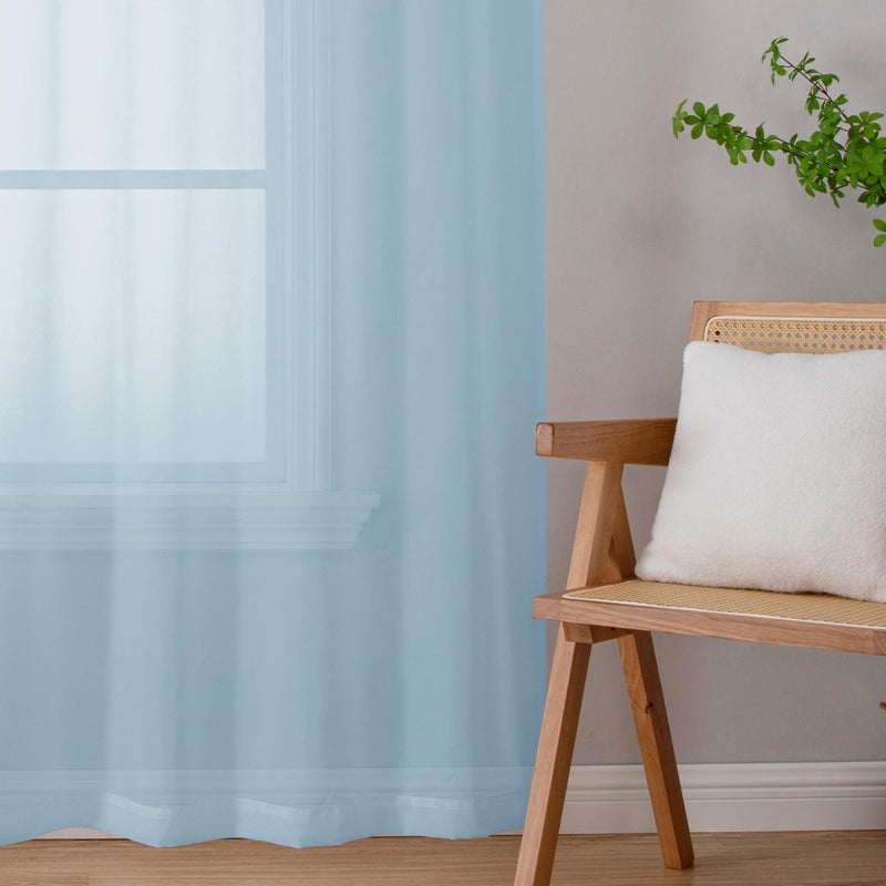 Chyhomenyc Sky Blue Sheer Curtains 96 inches Long 2 Panels  Light Filtering Soft Airy Solid Elegant Voile Window Treatment Drapes for Bedroom Living Room Wedding Party Decor  42 Wx96 L  8FT L - Image 5