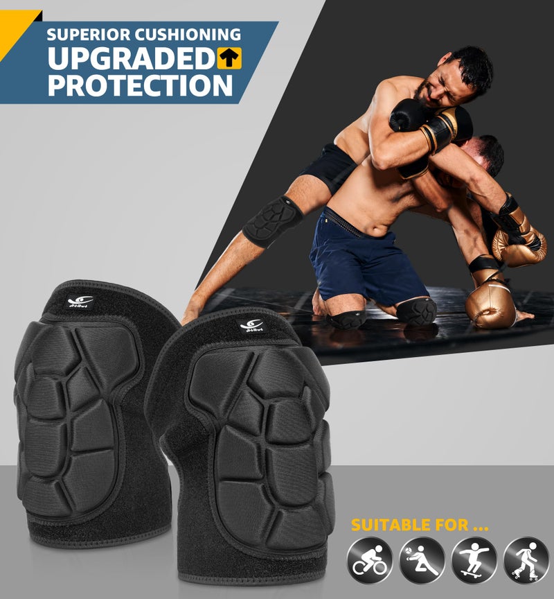 HiRui Flexible Knee Pads for Wrestling with Thick EVA Foam Padding | Anti-Slip Adjustable Collision Avoidance Knee Brace for Men Women Kids Dancers Volleyball Basketball Gardening (Black, Medium) - Image 2