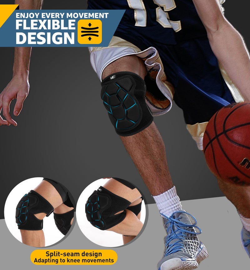 HiRui Flexible Knee Pads for Wrestling with Thick EVA Foam Padding | Anti-Slip Adjustable Collision Avoidance Knee Brace for Men Women Kids Dancers Volleyball Basketball Gardening (Black, Medium) - Image 3