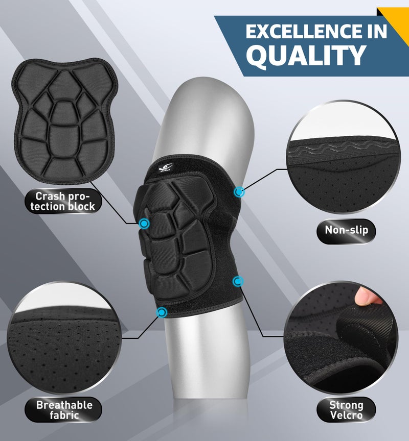 HiRui Flexible Knee Pads for Wrestling with Thick EVA Foam Padding | Anti-Slip Adjustable Collision Avoidance Knee Brace for Men Women Kids Dancers Volleyball Basketball Gardening (Black, Medium) - Image 5
