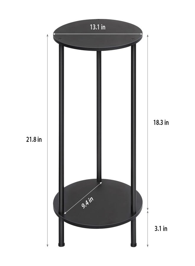 MOOACE End Tables Living Room Set of 2, Small Round Side Table with Storage Shelves, 2-Tier Nightstand Bedside Sofa Table Coffee Desk for Living Room, Bedroom, Bathroom, Office, Black - Image 4