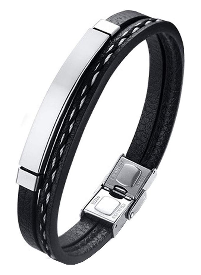 Generic Men's Bracelet Leather and Stainless Steel  - Image 4