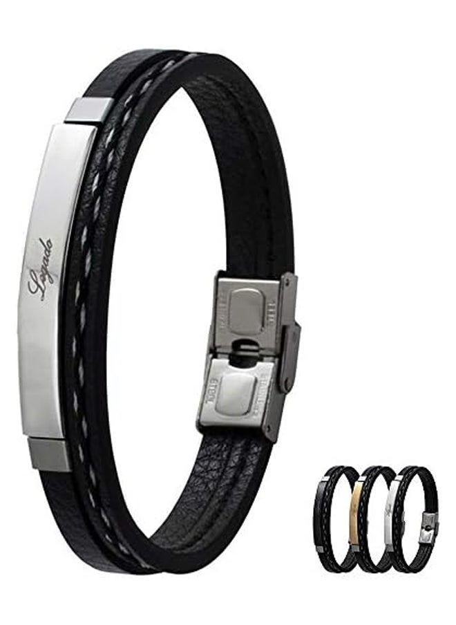 Generic Men's Bracelet Leather and Stainless Steel  - Image 3