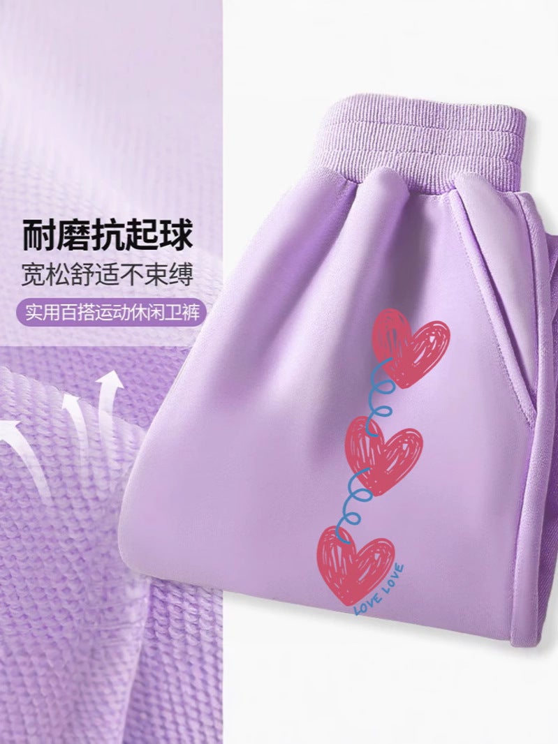 Girls' Western Style Casual All-Match Sweatpants Large Children'S Girl'S Cartoon Korean Children'S Wear Trousers - Image 3