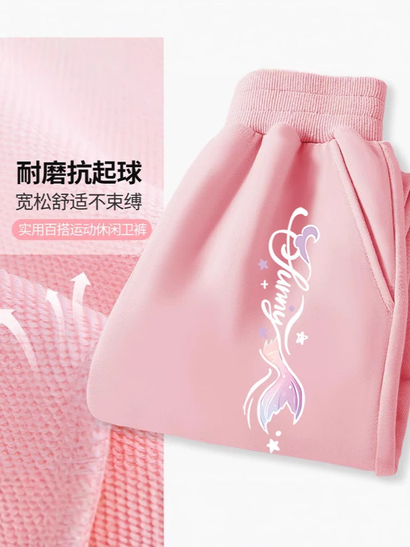 Girls' Western Style Casual All-Match Sweatpants Large Children'S Girl'S Cartoon Korean Children'S Wear Trousers - Image 2