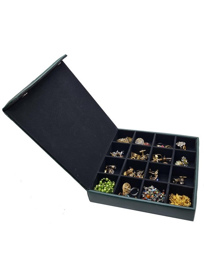 essart PU Leather jewelry Organizers Storage Box For Earring, Rings, Cufflinks, Chain, Bangle (10080-DF-Green) - Image 5