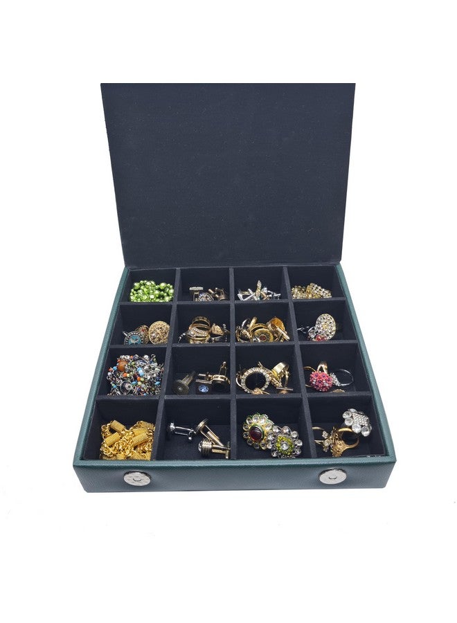 essart PU Leather jewelry Organizers Storage Box For Earring, Rings, Cufflinks, Chain, Bangle (10080-DF-Green) - Image 4