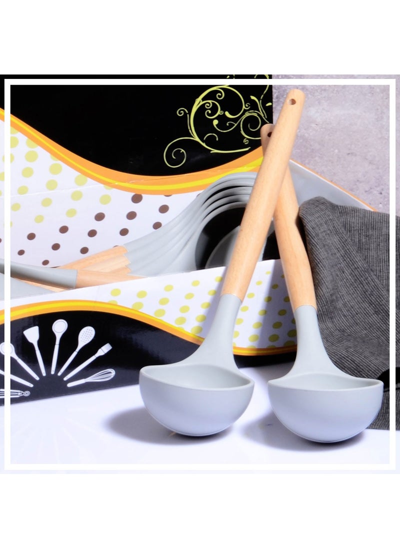 Hazarpazar Hazar Pazar Bamboo Handle Silicone Ladle - Smoked 