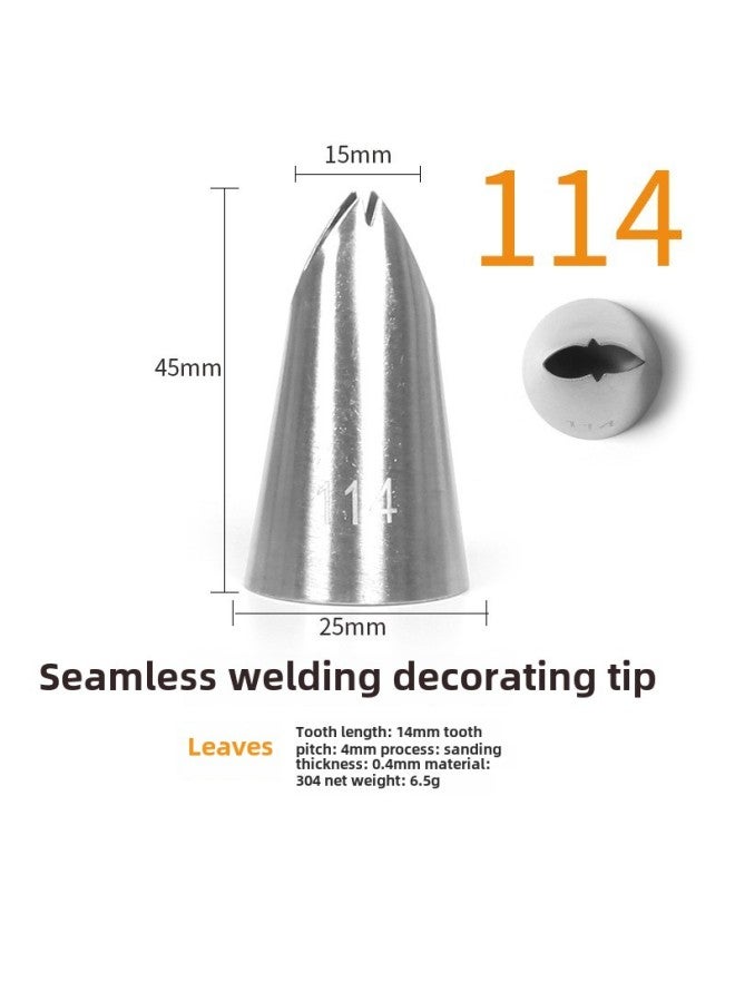 304 Stainless Steel Pastry Nozzle 6-tooth Belt Number Seamless Welding Cream Nozzle Large Cake Decorating Tool-Specifications:114  - Image 1