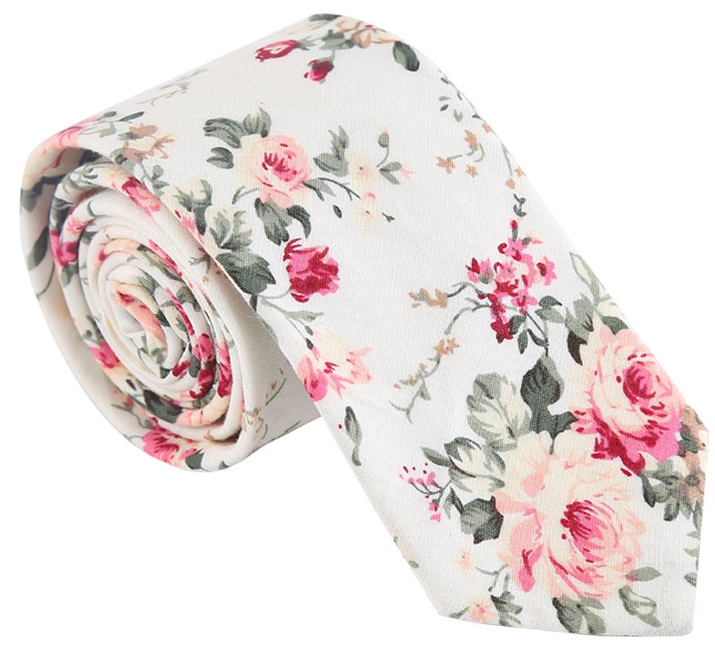 Geek-M Men's Fashion Causal Cotton Floral Printed Tie Necktie Skinny Ties for Men Pack of 4 - Image 3