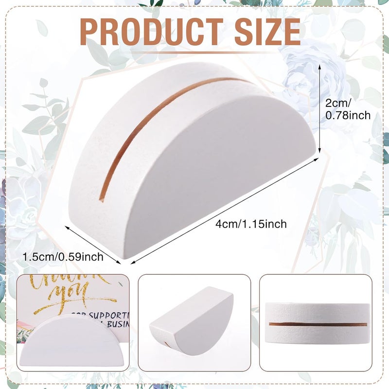Colingmill 24 Pcs White Table Number Stands Wooden Small Size Lightweight Table Name Holder Semicircular Design Place Cardholders Office Tag Photo Menu Wedding Banquet Birthday Party Restaurant - Image 2