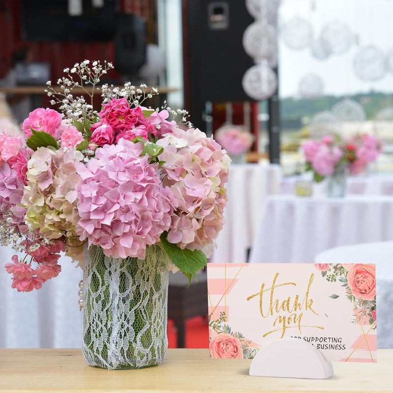 Colingmill 24 Pcs White Table Number Stands Wooden Small Size Lightweight Table Name Holder Semicircular Design Place Cardholders Office Tag Photo Menu Wedding Banquet Birthday Party Restaurant - Image 5