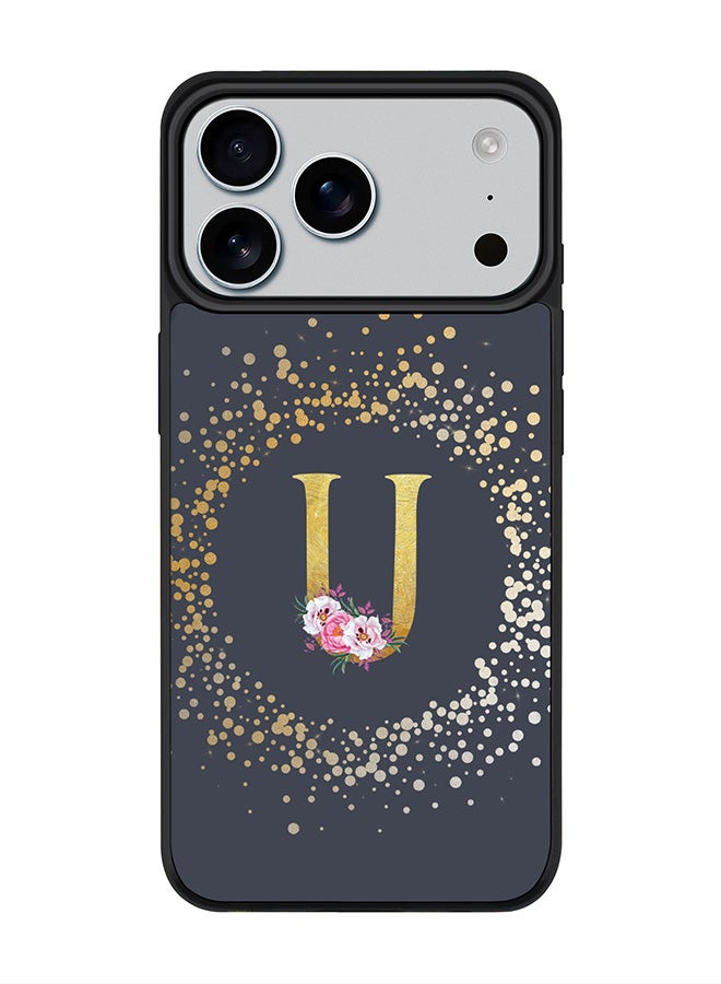 Stylizedd iPhone 17 Pro Max Case, [Compatible with MagSafe] Slim Magnetic cover Phone Case iPhone 17 Pro Max -Custom Monogram Floral - U  (Grey ) - Image 1