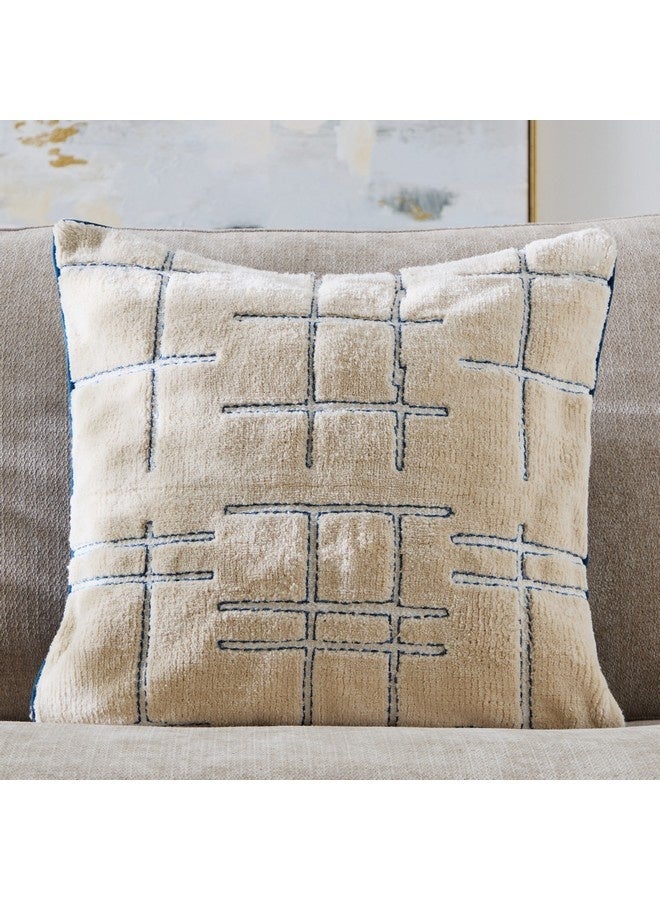 Home Box Warm Oasis Varia Chenille Embroidered Filled Cushion 50 x 50 cm  - Image 5