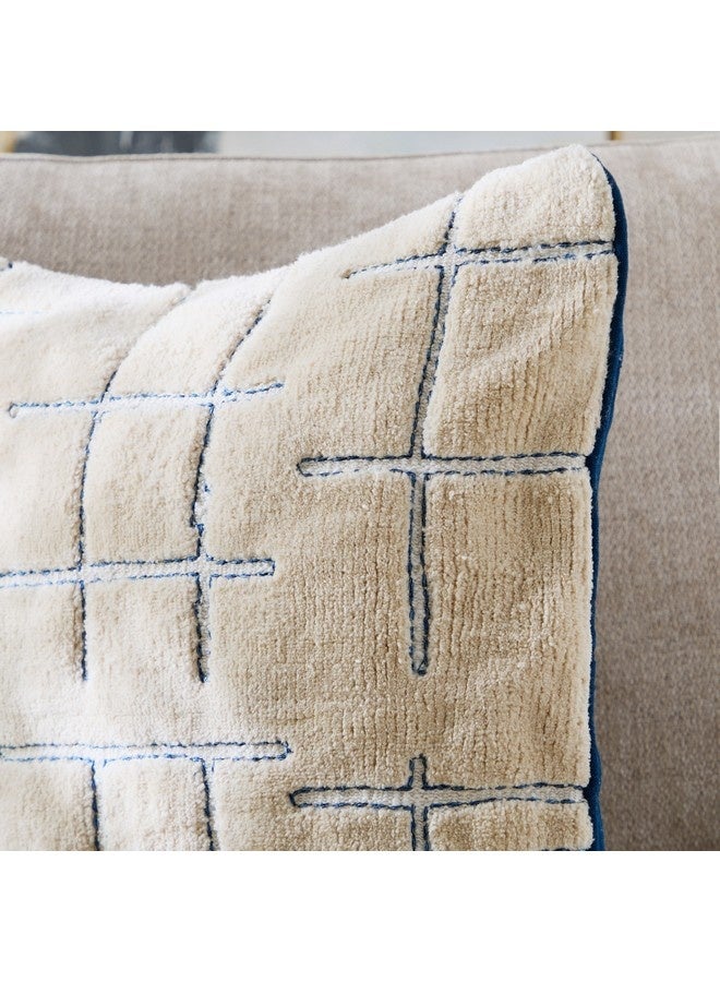 Home Box Warm Oasis Varia Chenille Embroidered Filled Cushion 50 x 50 cm  - Image 2