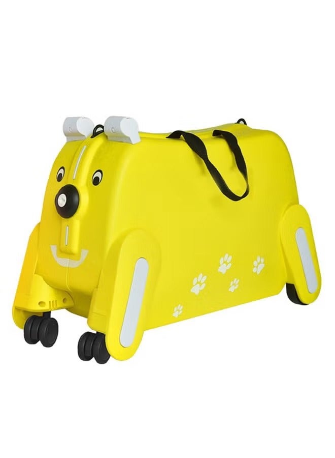 BLOOMING TIME Yellow Puppy Children's Suitcase Can Be Single Shoulder Strap Roller Can Be Ridden And Pulled Yellow - Image 1