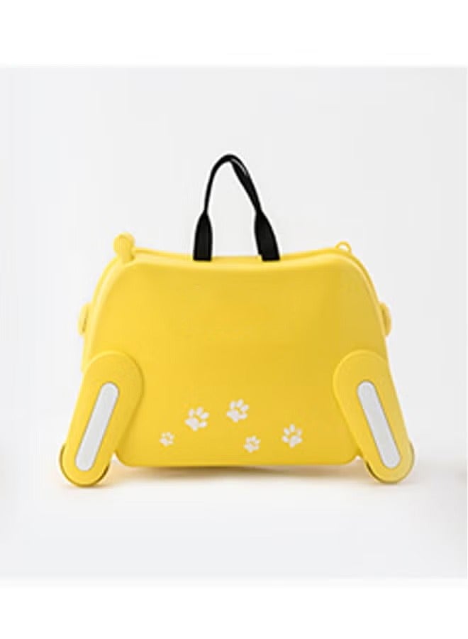 BLOOMING TIME Yellow Puppy Children's Suitcase Can Be Single Shoulder Strap Roller Can Be Ridden And Pulled Yellow - Image 4