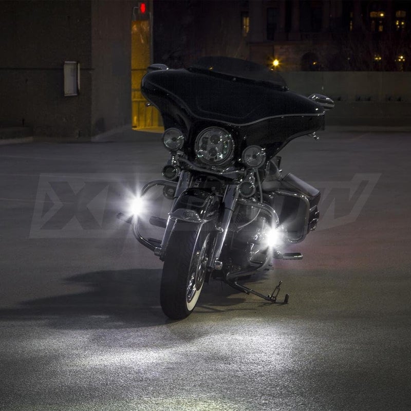 XKGLOW XK034014-W Chrome Motorcycle Highway Bar Switchback Driving Light - White Amber LED for Harley Davidson Touring Bikes - Image 5
