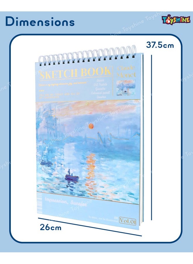 Toyshine Toyshine A3 Size Thickened Sketchbook with Hand Painted Hard Cover for Painting Drawing Art & Craft Work (60 Sheets) Blue  - Image 5