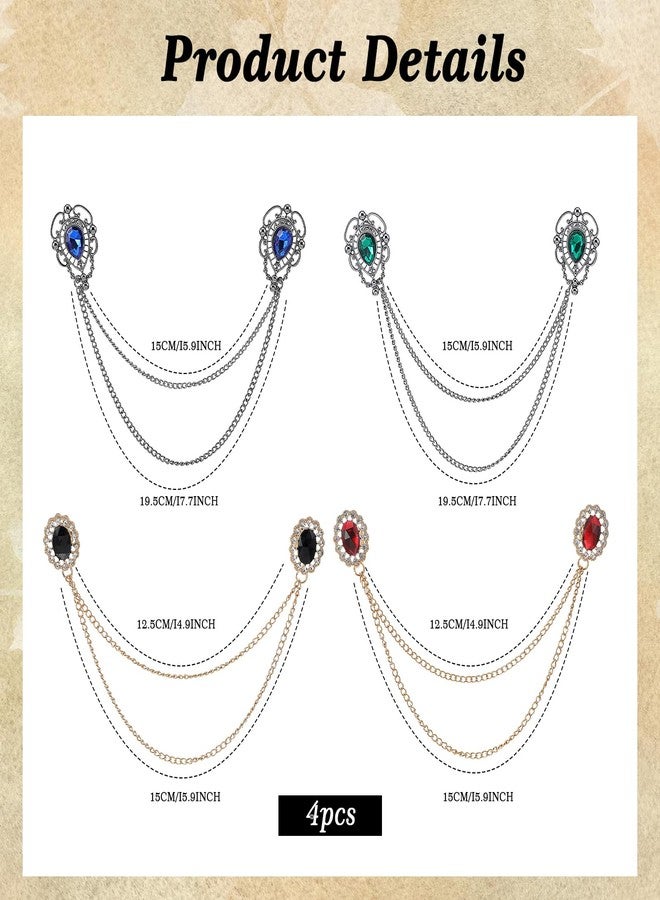 جريفوسيا أربع قطع من مشابك شالات السترات الصوفية العتيقة المرصعة بالأحجار الكريمة، ودبابيس بروش كلاسيكية لياقات الكارديجان للنساء، وزينة أنيقة لقمصان الفساتين لحفلات الكريسماس والهالوين - Image 2