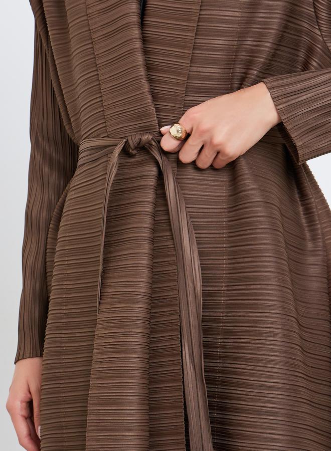 تايك تو عباية سادة محبوكة بكسرات وأكمام طويلة - Image 4