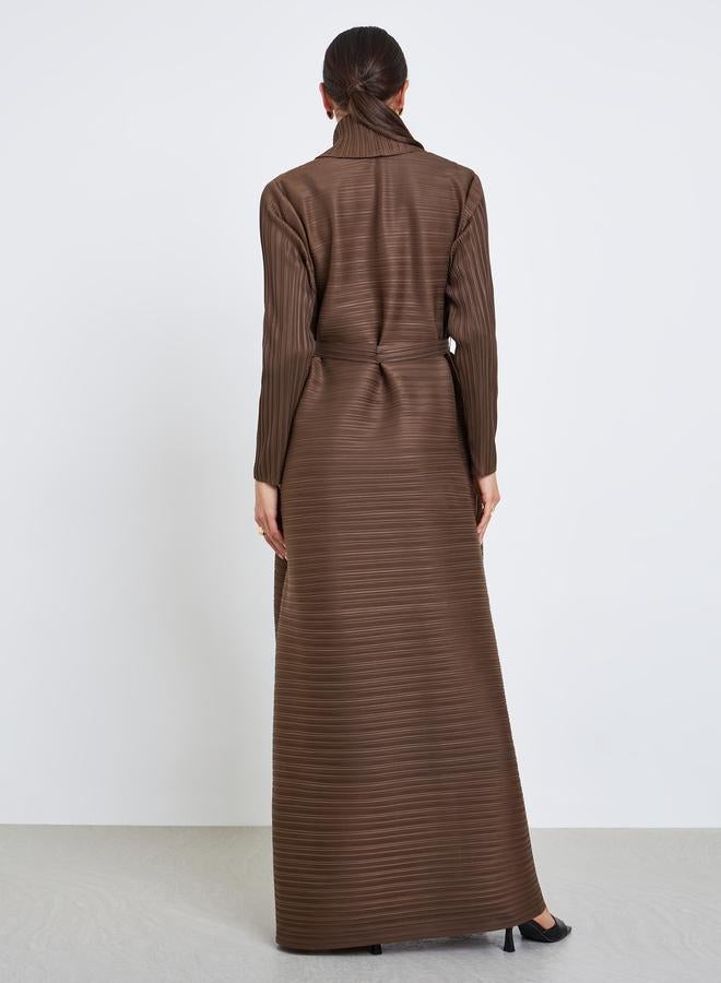 تايك تو عباية سادة محبوكة بكسرات وأكمام طويلة - Image 5