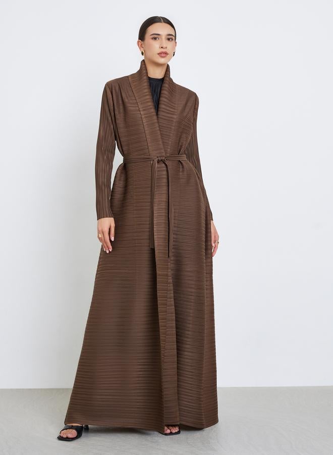 تايك تو عباية سادة محبوكة بكسرات وأكمام طويلة - Image 2