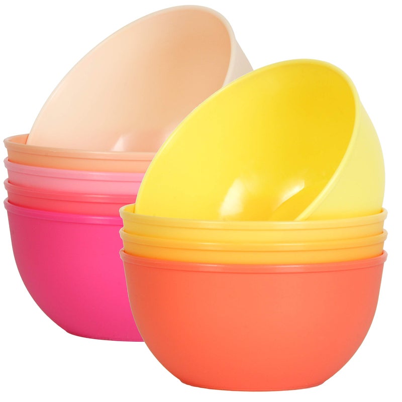 Youngever 9 Pack 10 Ounce Plastic Bowls  Kids Plastic Bowls  Set of 9 (9 Peach Colors) - Image 2