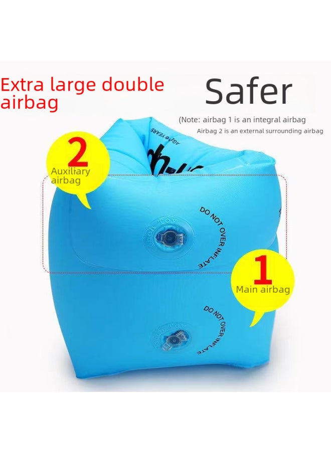 Generic - Thickened Inflatable Floating Sleeves Adult Double Airbag Safety Swimming Arm Ring Infant Floating Ring Double Layer-Outer Diameter After Inflation:Opp Bag Packing 24*19cm-Inside Diameter After Inflation:Water Sleeve (Blue) - Image 1