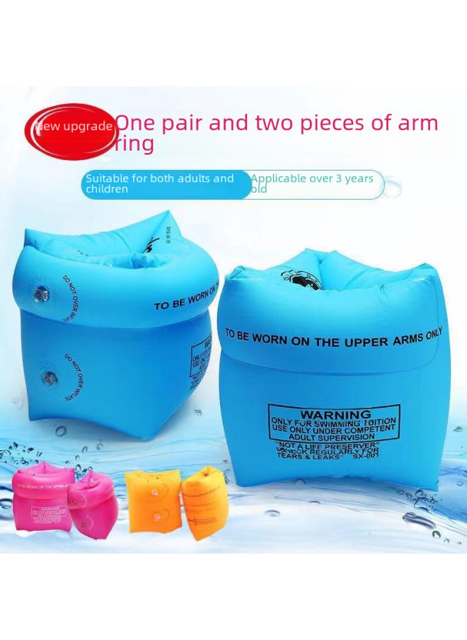 Generic - Thickened Inflatable Floating Sleeves Adult Double Airbag Safety Swimming Arm Ring Infant Floating Ring Double Layer-Outer Diameter After Inflation:Opp Bag Packing 24*19cm-Inside Diameter After Inflation:Water Sleeve (Blue) - Image 1
