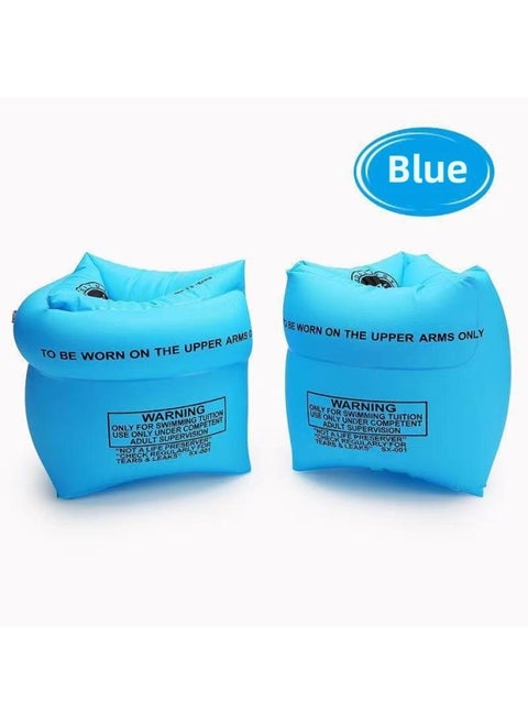 Thickened Inflatable Floating Sleeves Adult Double Airbag Safety Swimming Arm Ring Infant Floating Ring Double Layer-Outer Diameter After Inflation:Opp Bag Packing 24*19cm-Inside Diameter After Inflation:Water Sleeve (Blue)