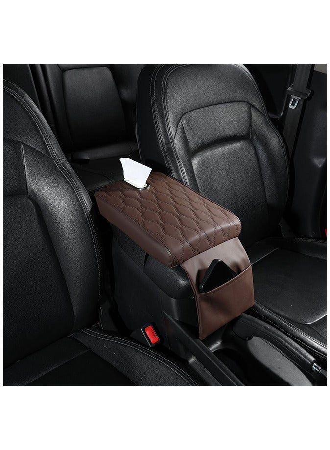 Generic Car Central Control Pad Leather Car Center Console Cover with Tissue Holder And Pockets  - Image 1