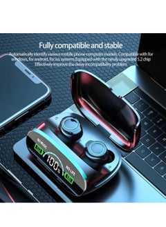 Generic M38 wireless earphones that work with Bluetooth technology, water resistant, with touch control, LED screen, with high-resolution microphone, internal power bank, and digital indicator  - Image 2