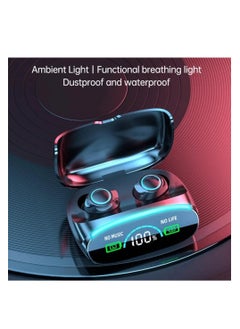 Generic M38 wireless earphones that work with Bluetooth technology, water resistant, with touch control, LED screen, with high-resolution microphone, internal power bank, and digital indicator  - Image 4