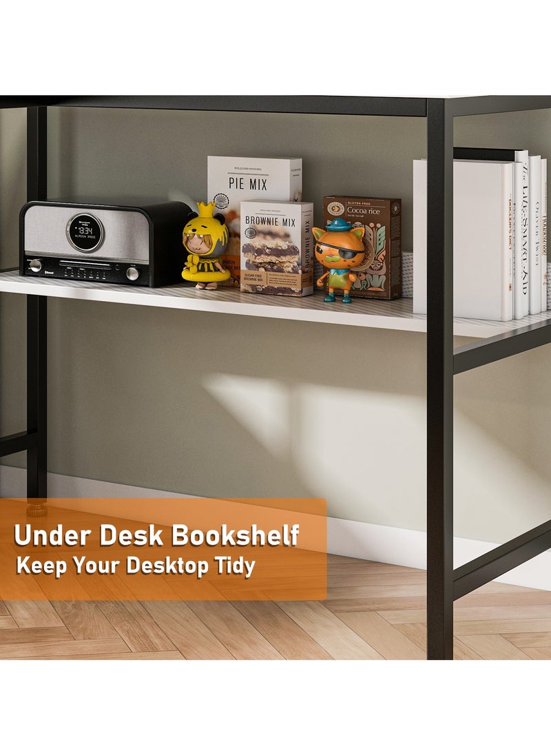 JANTENS - U shaped desk,computer desk with bookshelf layer,large desktop office desk gaming table180*100*75cm - Image 1