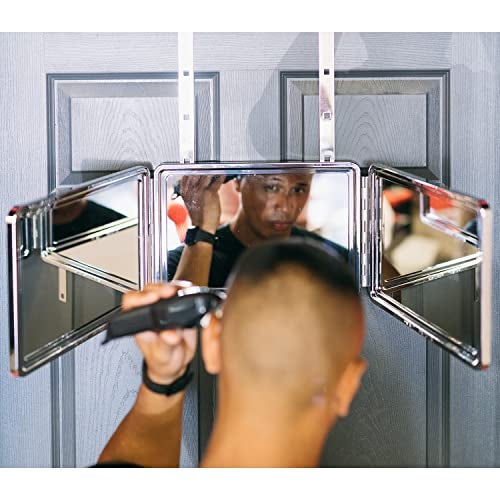 SELF-CUT SYSTEM Self Cut System 3 Way Mirror for Self Hair Cutting, Trifold Barber Mirror with Height Adjustable Hooks, 360 View, Includes Free Educational Mobile App (Black Lambo) - Image 5