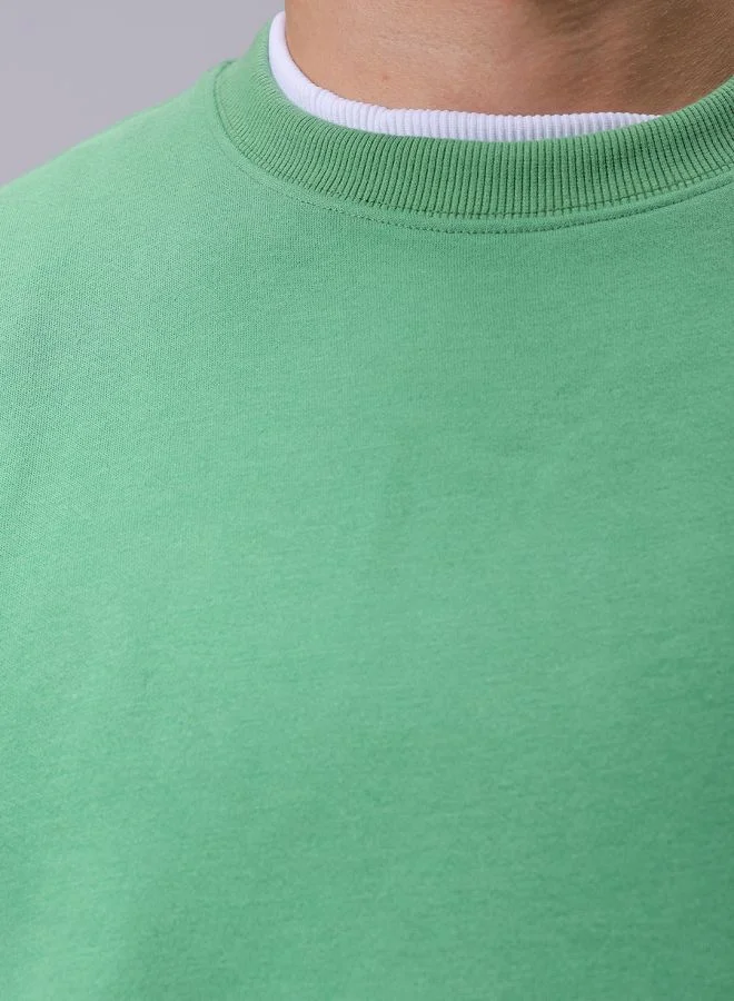 The Indian Garage Co Men Oversized Solid Crew Neck Overhead Sweatshirt