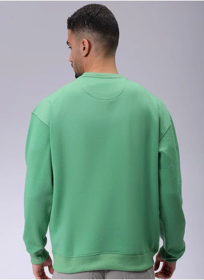 شركة المرآب الهندية Men Oversized Solid Crew Neck Overhead Sweatshirt