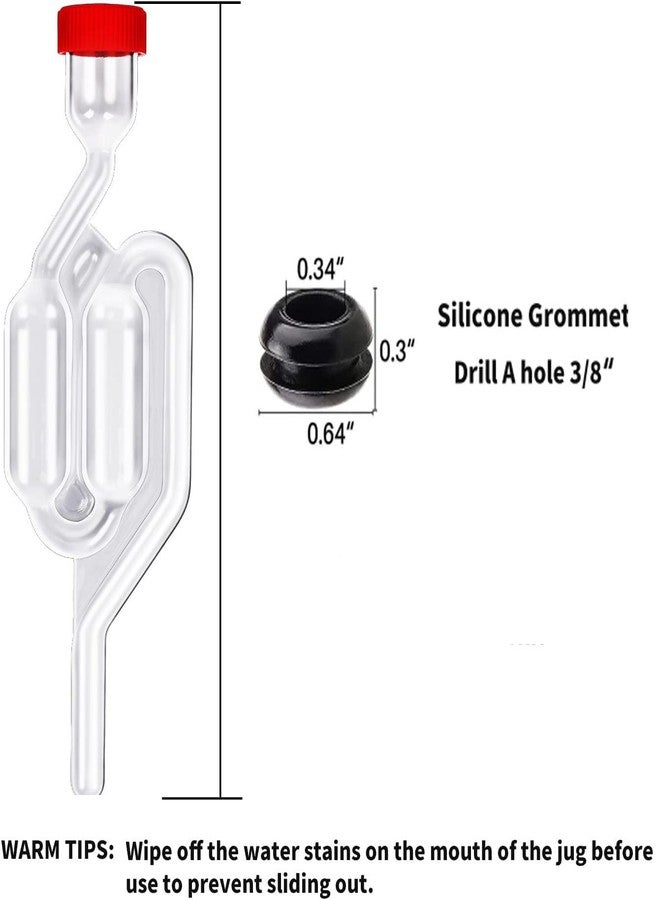 مجموعة زازولين من 5 صمامات هوائية للتخمير، نظام تخمير مزدوج الفقاعات، شفافية عالية محسّنة، شكل S، مع 10 حلقات تثبيت مثقوبة بفتحة 3/8 بوصة - Image 3