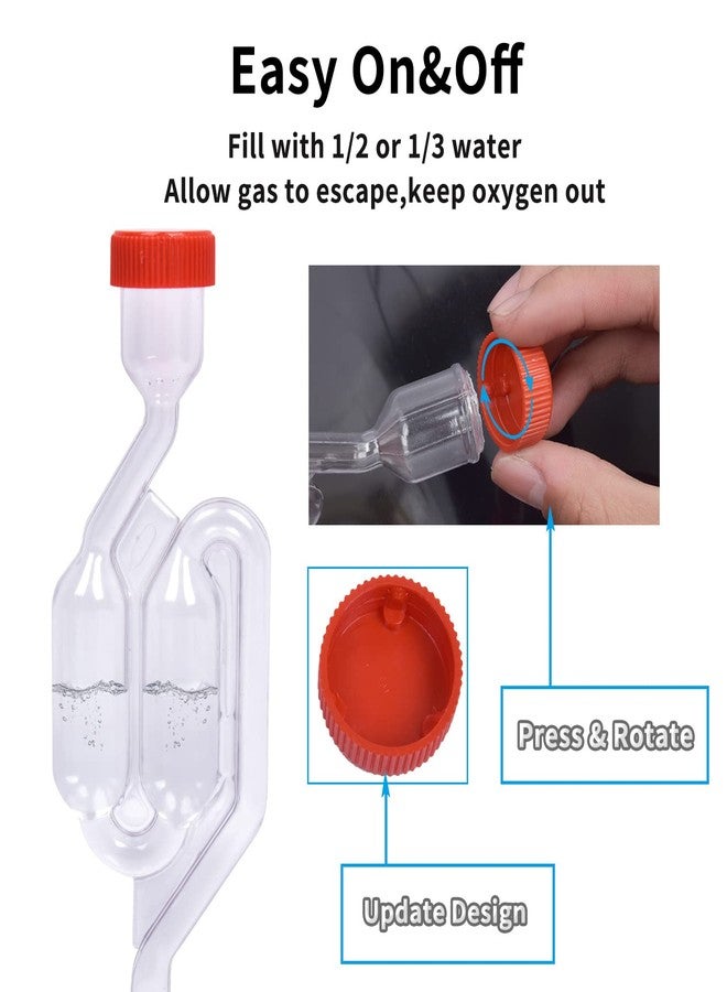 مجموعة زازولين من 5 صمامات هوائية للتخمير، نظام تخمير مزدوج الفقاعات، شفافية عالية محسّنة، شكل S، مع 10 حلقات تثبيت مثقوبة بفتحة 3/8 بوصة - Image 2